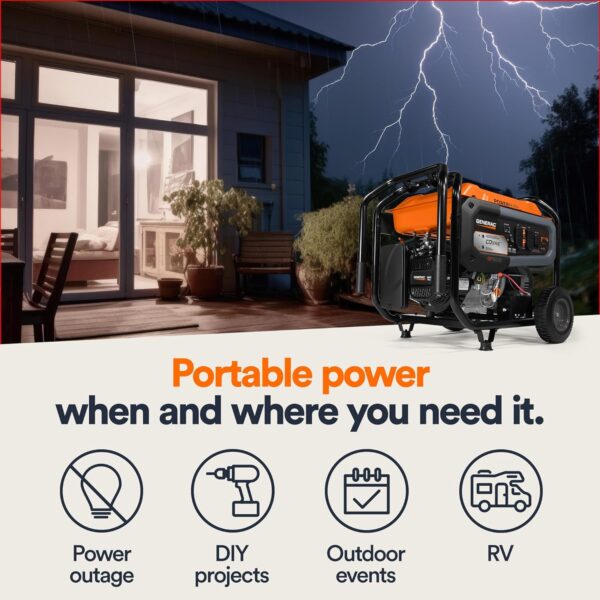 Generac 7715 GP8000E 8000Watt Gas-Powered Portable Generator 2