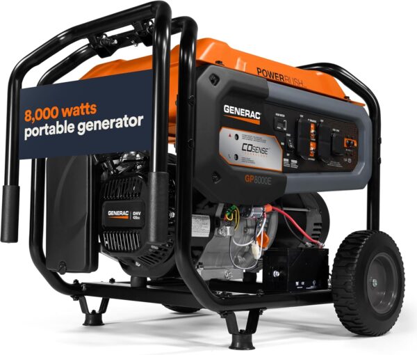 Generac 7715 GP8000E 8000Watt Gas-Powered Portable Generator