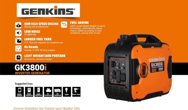 Genkins 3800 Watt Portable Inverter Generator -2