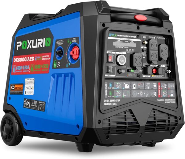 POXURIO 6000 Watt Dual Fuel Inverter Generator